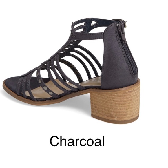 Charcoal Studs Detail Block Heel Gladiator Sandal - Picture 2 of 3